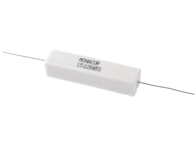 Monacor LSR-150/20 Výkonný cementový odpor, 15 Ω, 20 W